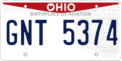 OH license plate GNT5374