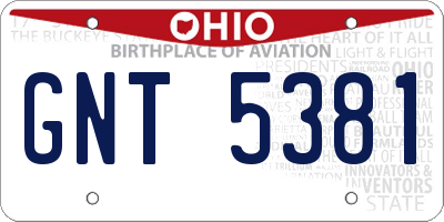 OH license plate GNT5381