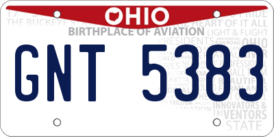 OH license plate GNT5383