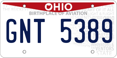 OH license plate GNT5389