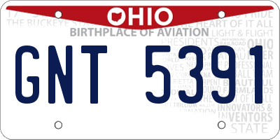 OH license plate GNT5391