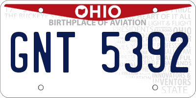 OH license plate GNT5392
