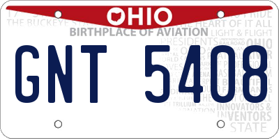 OH license plate GNT5408