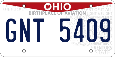 OH license plate GNT5409