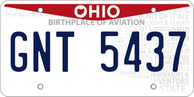 OH license plate GNT5437