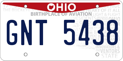 OH license plate GNT5438