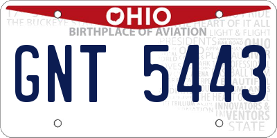 OH license plate GNT5443