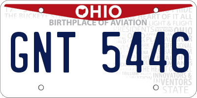 OH license plate GNT5446