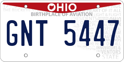 OH license plate GNT5447