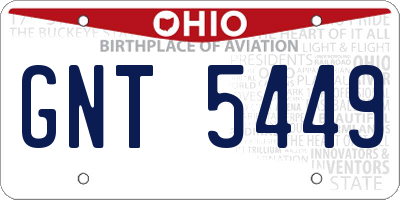 OH license plate GNT5449
