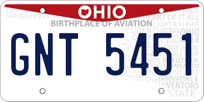 OH license plate GNT5451