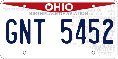 OH license plate GNT5452