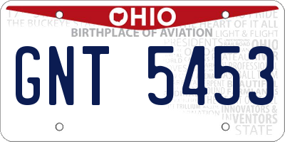 OH license plate GNT5453