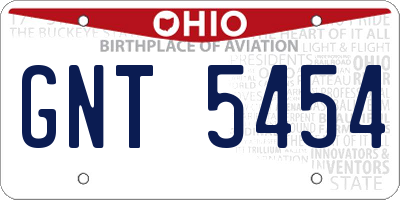 OH license plate GNT5454