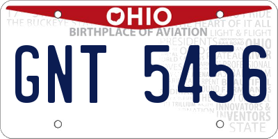OH license plate GNT5456