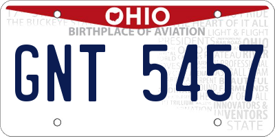 OH license plate GNT5457