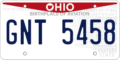 OH license plate GNT5458