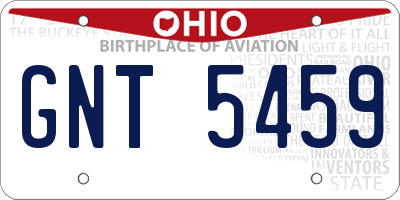 OH license plate GNT5459