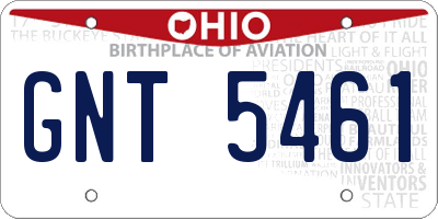 OH license plate GNT5461