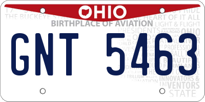 OH license plate GNT5463