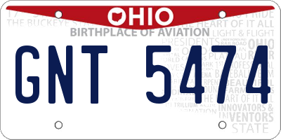 OH license plate GNT5474