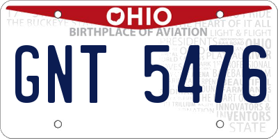 OH license plate GNT5476