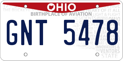 OH license plate GNT5478
