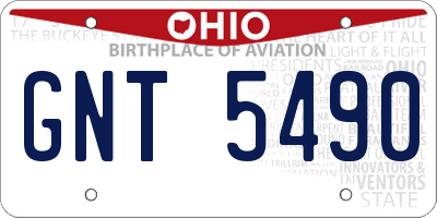 OH license plate GNT5490