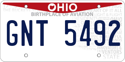 OH license plate GNT5492