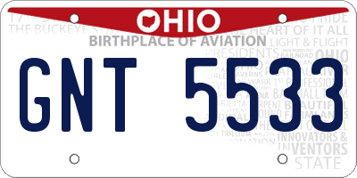 OH license plate GNT5533