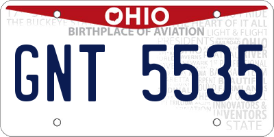 OH license plate GNT5535