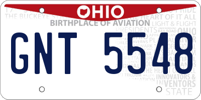 OH license plate GNT5548