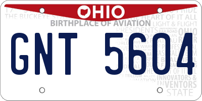 OH license plate GNT5604