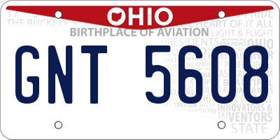 OH license plate GNT5608