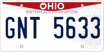 OH license plate GNT5633