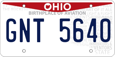 OH license plate GNT5640
