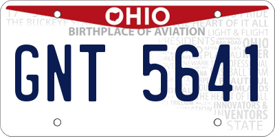OH license plate GNT5641
