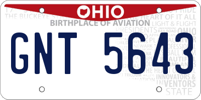 OH license plate GNT5643