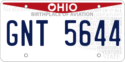 OH license plate GNT5644