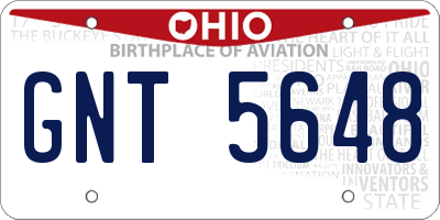 OH license plate GNT5648