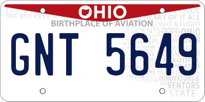 OH license plate GNT5649