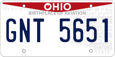 OH license plate GNT5651