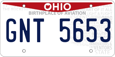 OH license plate GNT5653