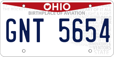 OH license plate GNT5654