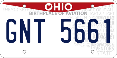 OH license plate GNT5661