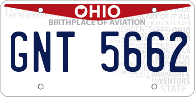 OH license plate GNT5662