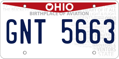 OH license plate GNT5663