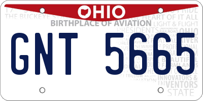 OH license plate GNT5665