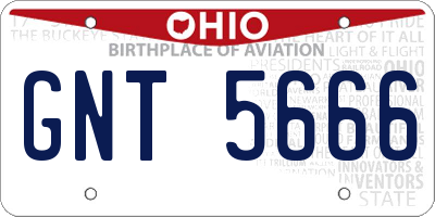 OH license plate GNT5666