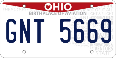 OH license plate GNT5669